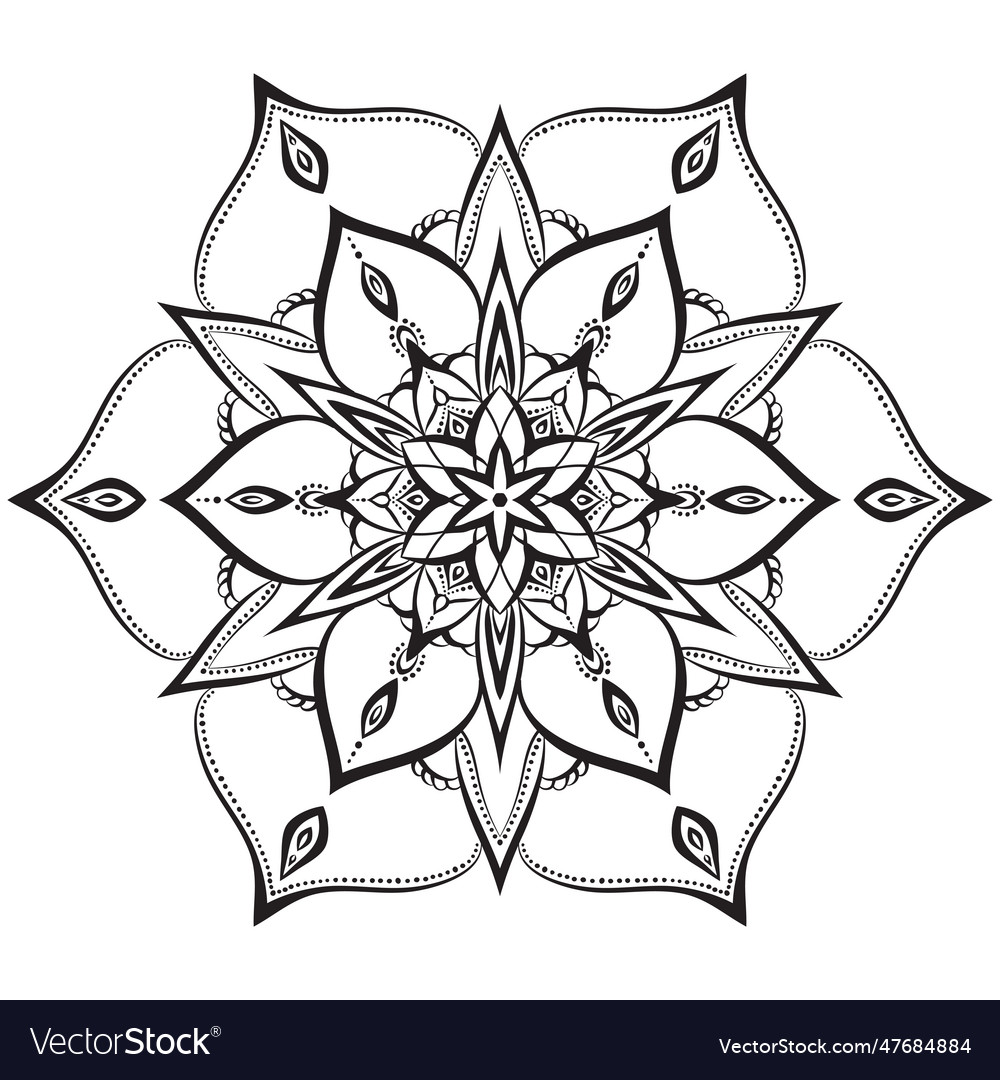Flower mandala coloring page simple symmetric vector image