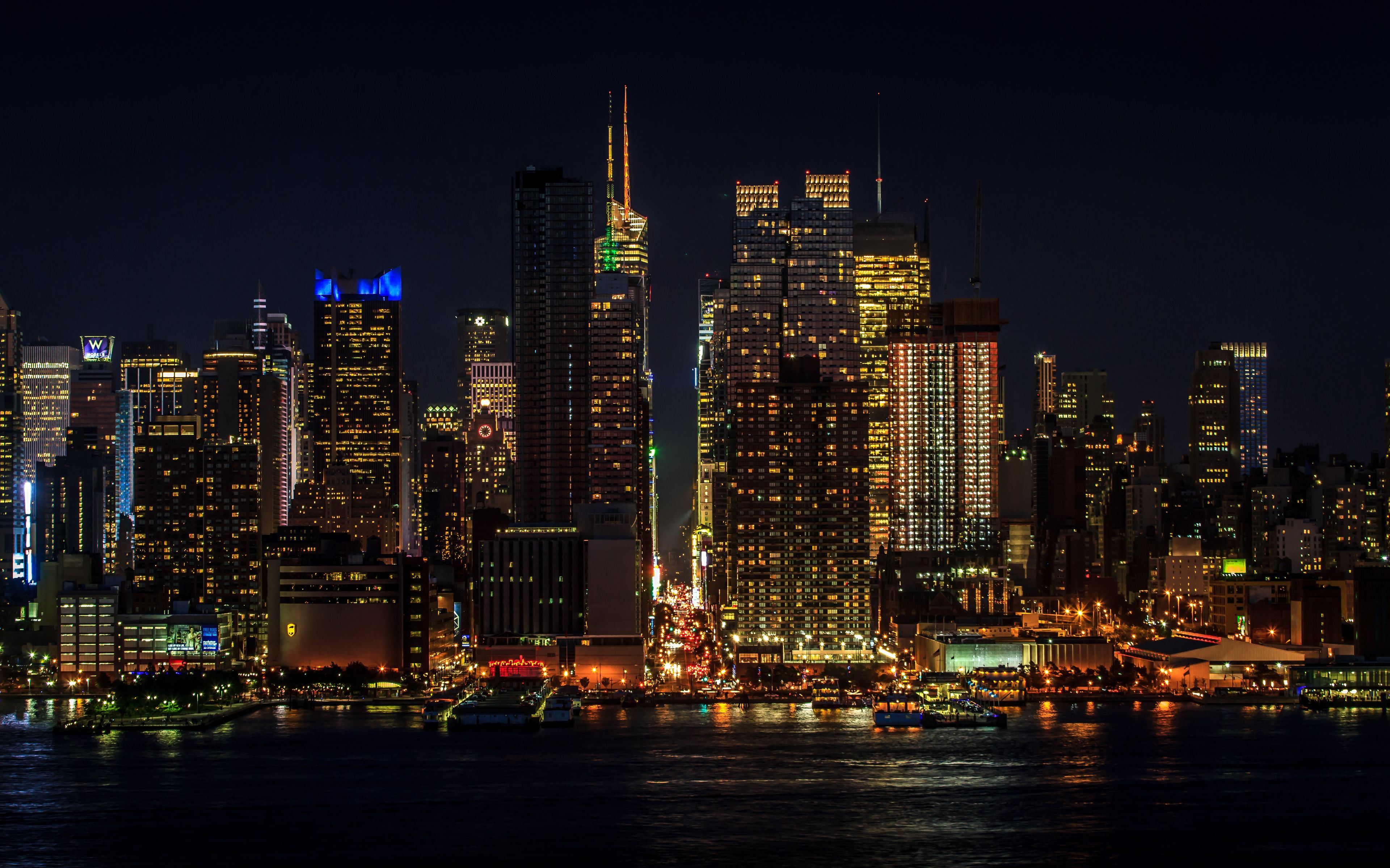 Download wallpaper x cityscape night new york manhattan skyscrapers lights k ultra hd hd background