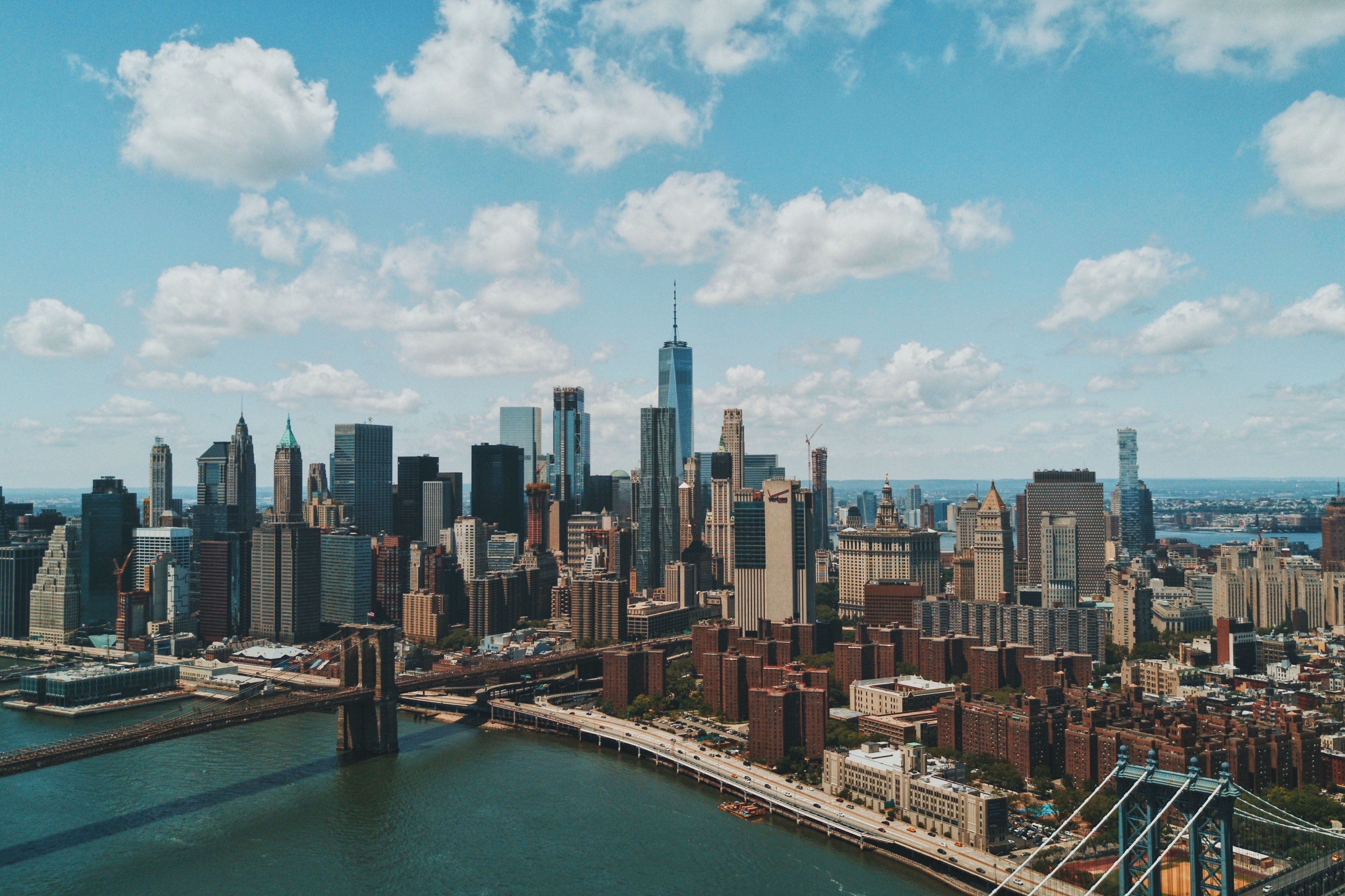 Wallpaper id the skyline of new york near the manhattan bridge manhattan skyline k wallpaper free download
