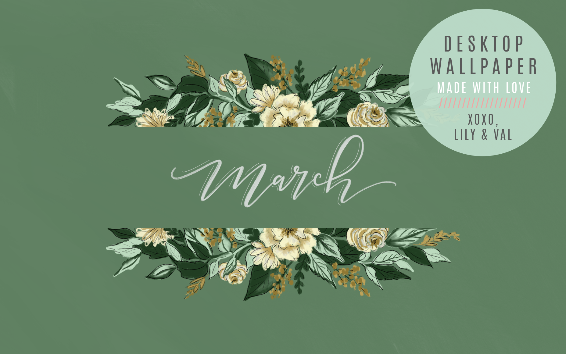 Marchs green floral free desktop wallpaper download