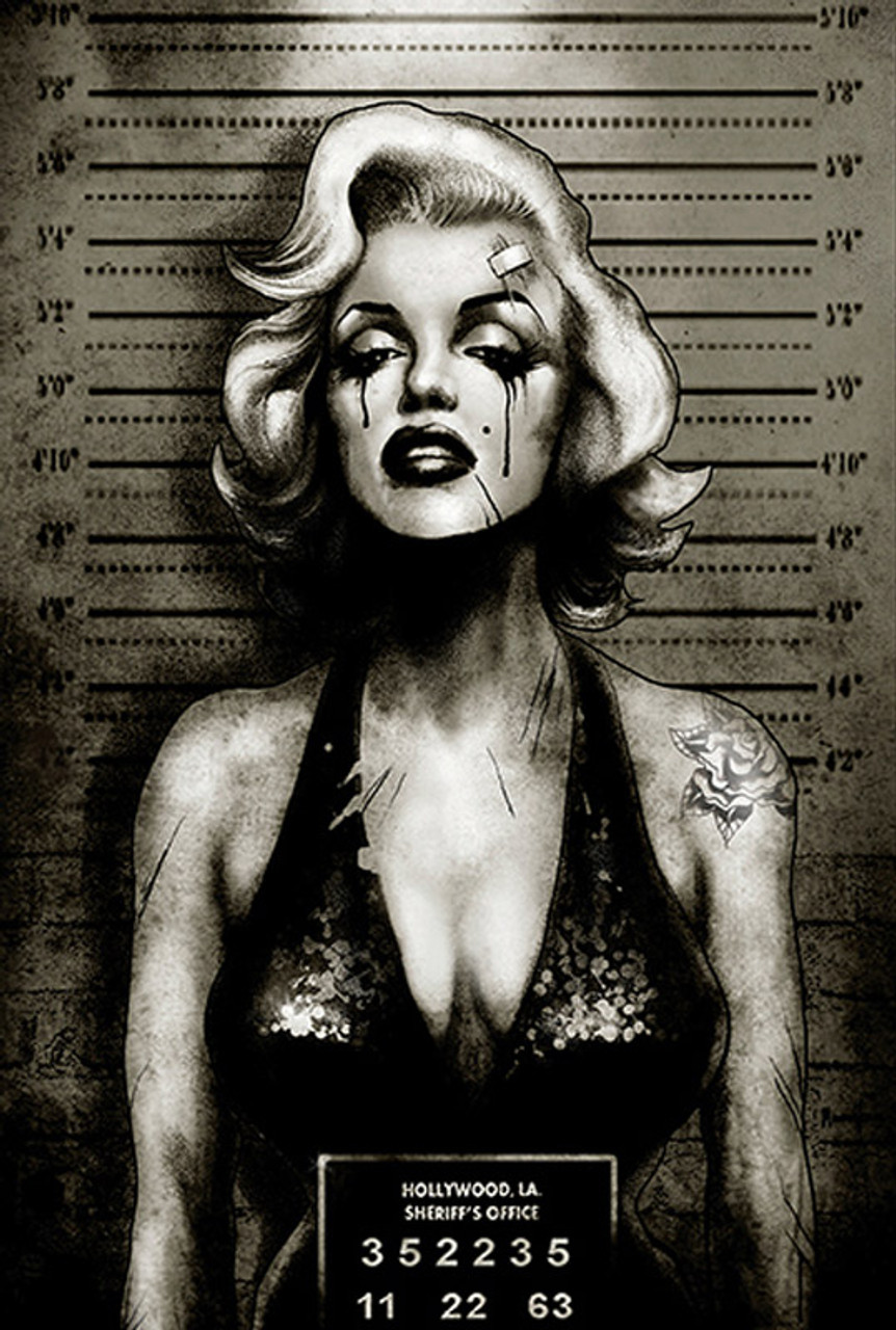 Marilyn monroe mugshot by marcus jones screaming demons canvas giclee art print