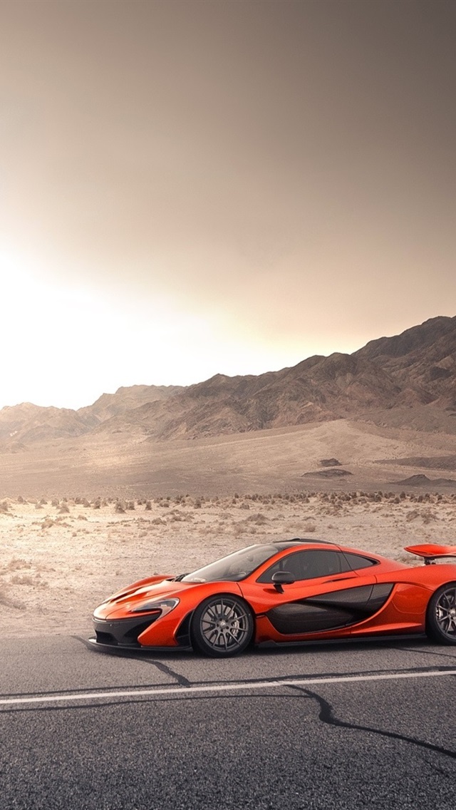 Mclaren p orange supercar road desert sun x iphone scse wallpaper background picture image