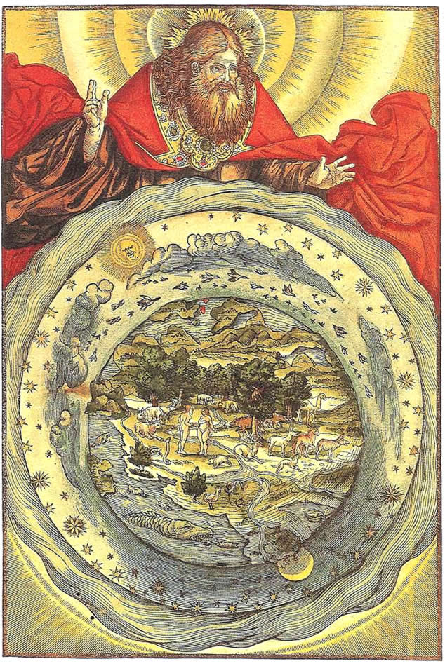 Medieval painting depicting creation