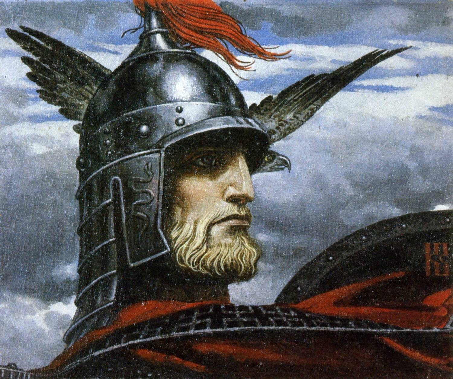 Painting helmet medieval mythology slavic art
