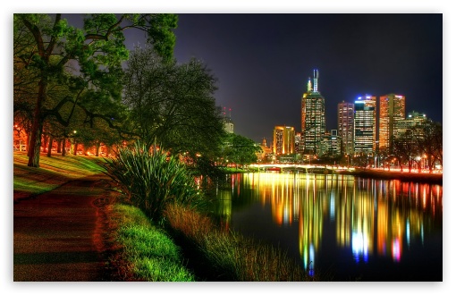 Melbourne at night ultra hd desktop background wallpaper for k uhd tv tablet smartphone