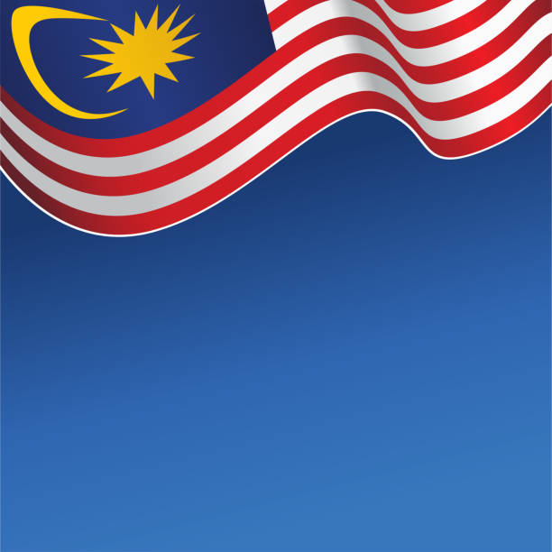 Hari merdeka malaysia independence day waving malaysia national flag banner vector stock illustration