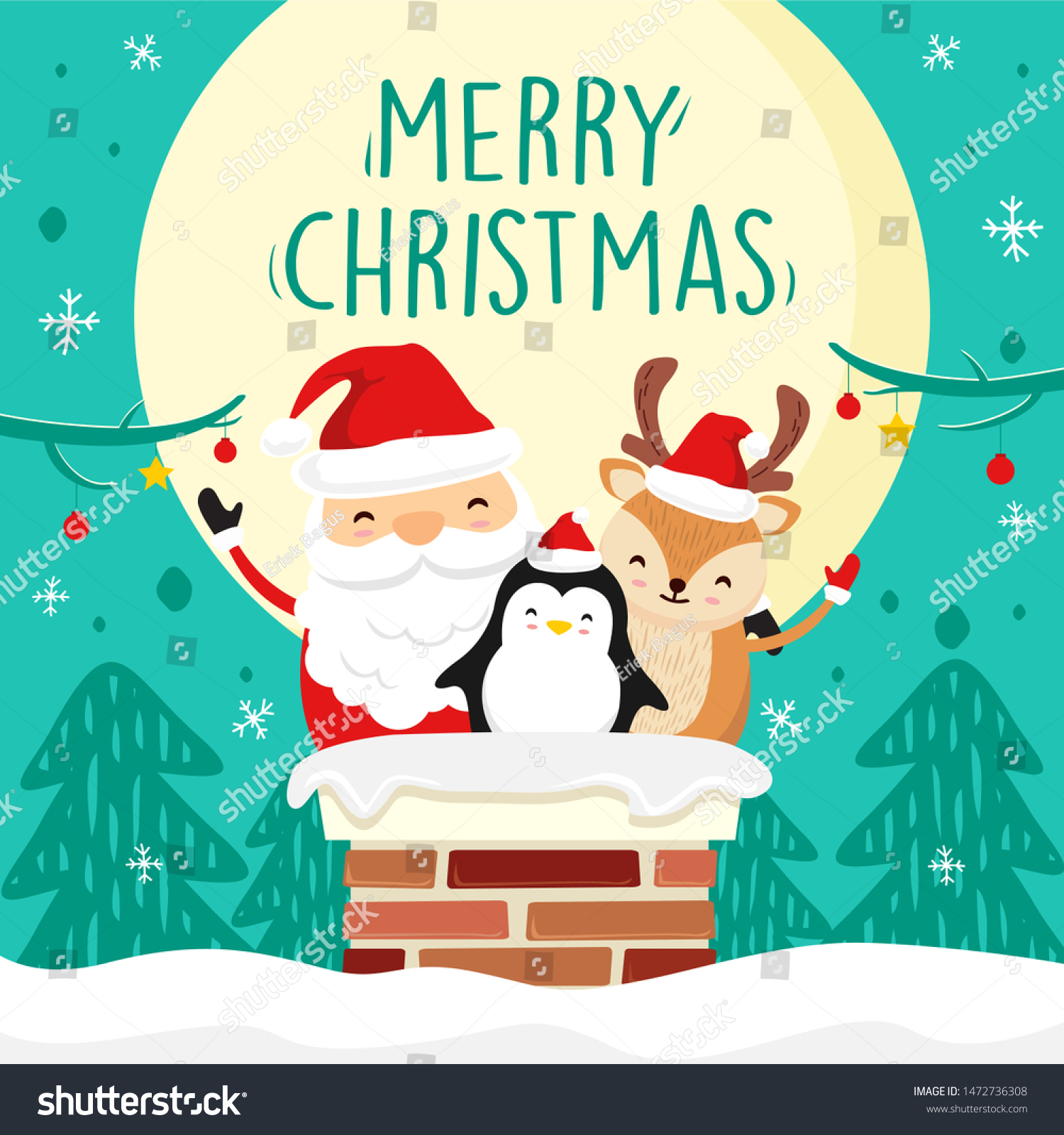 Merry christmas cartoon vector graphic illustration stock vector royalty free