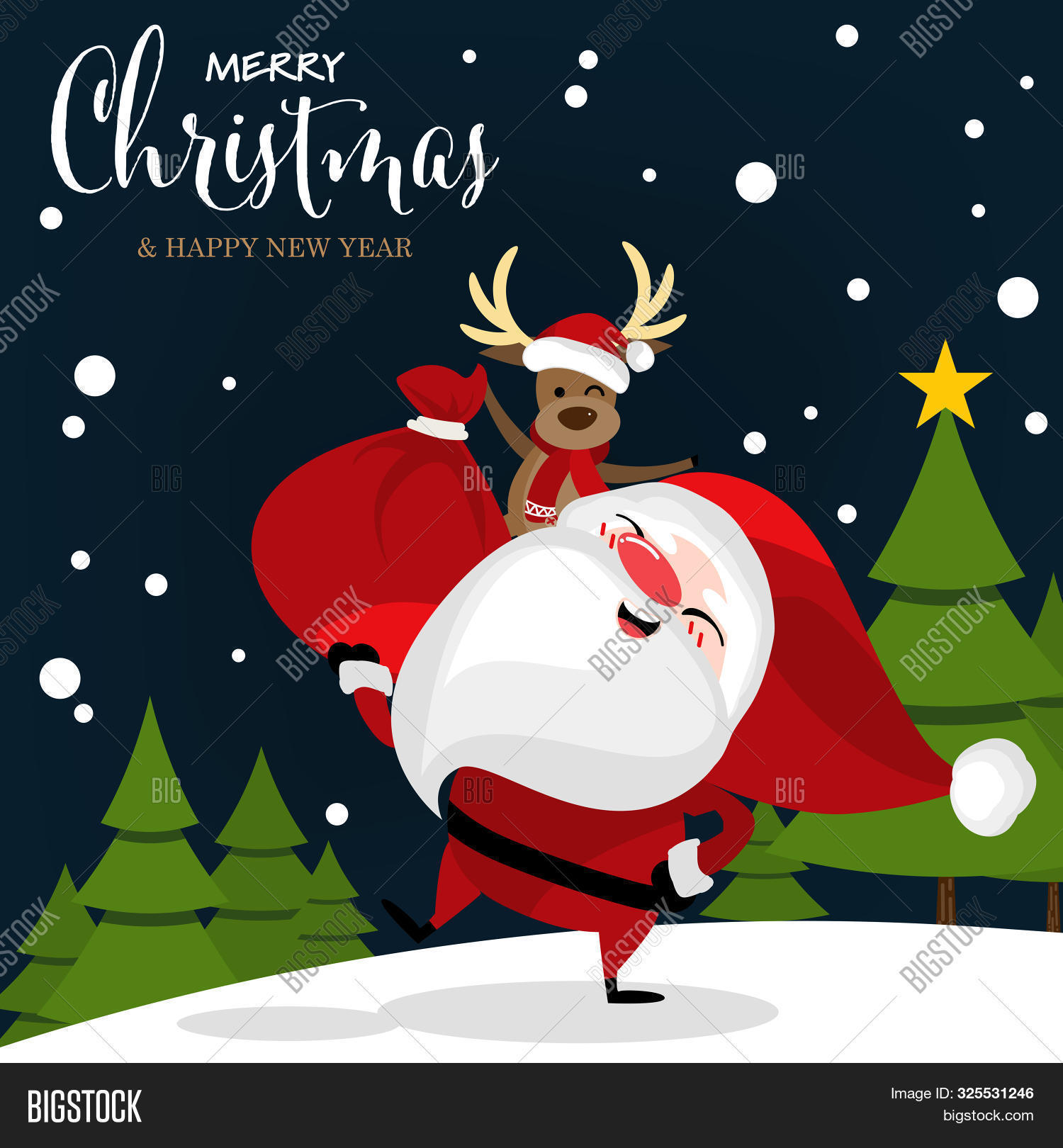 Merry christmas cartoon vector graphic illustration stock vector royalty free shutterstock