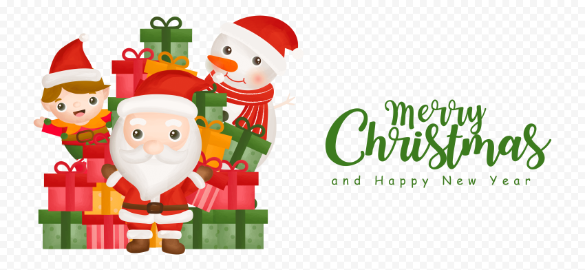 Hd merry christmas cartoon characters with gifts png