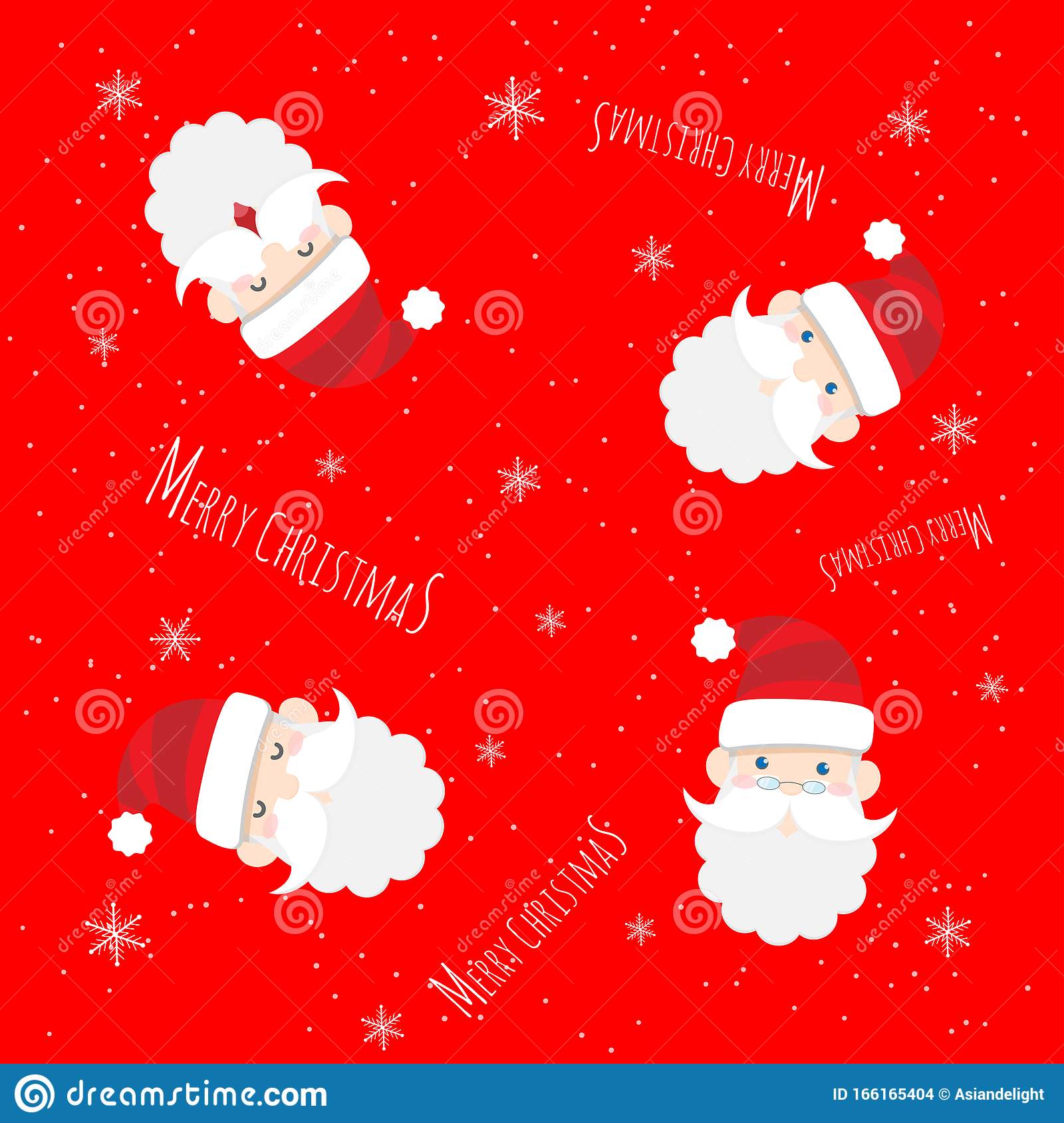 Vector cute santa claus cartoon with text merry christmas pattern on red background for christmas wallpaper background stock vector