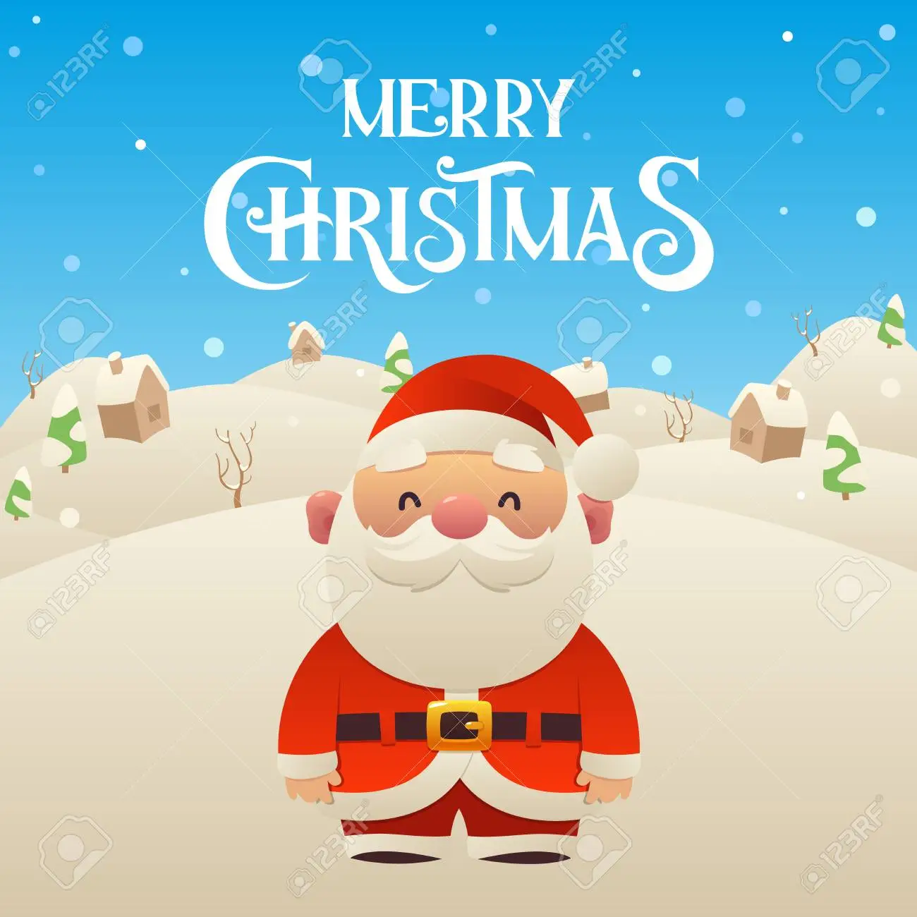 Cute cartoon santa claus character merry christmas and happy new year background vector royalty free svg cliparts vectors and stock illustration image