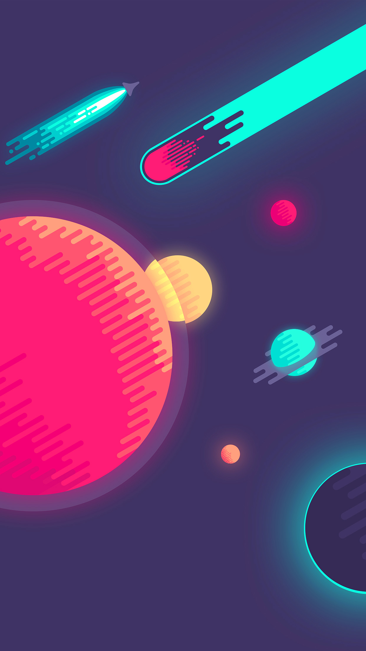 Space minimal art illustration android wallpaper
