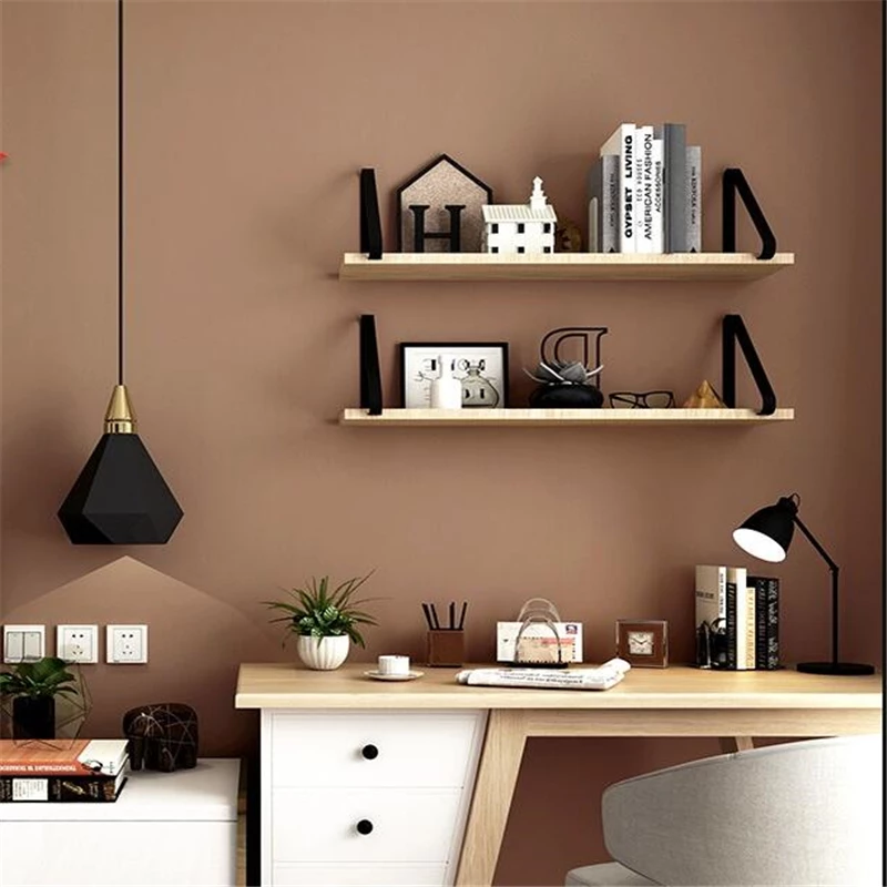 Wellyu brown wallpaper dark brown pure pigment color living room bedroom modern minimalist tv background wall paper