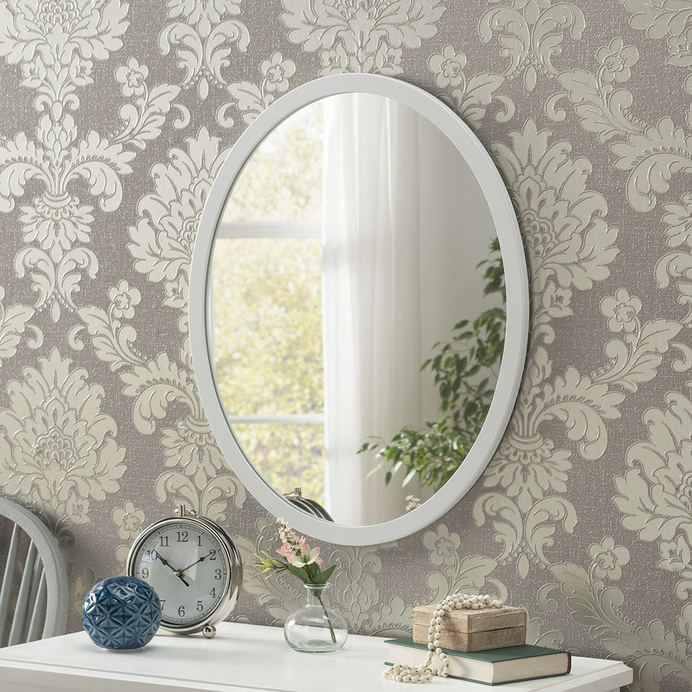 White framed oval wall mirror x cm exclusive mirrors