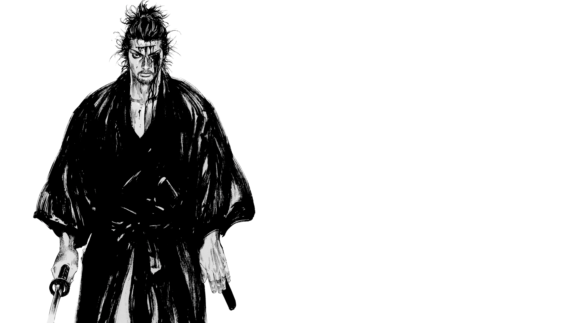 Wallpaper id vagabond samurai miyamoto musashi japan kimono simple background manga monochrome katana free download