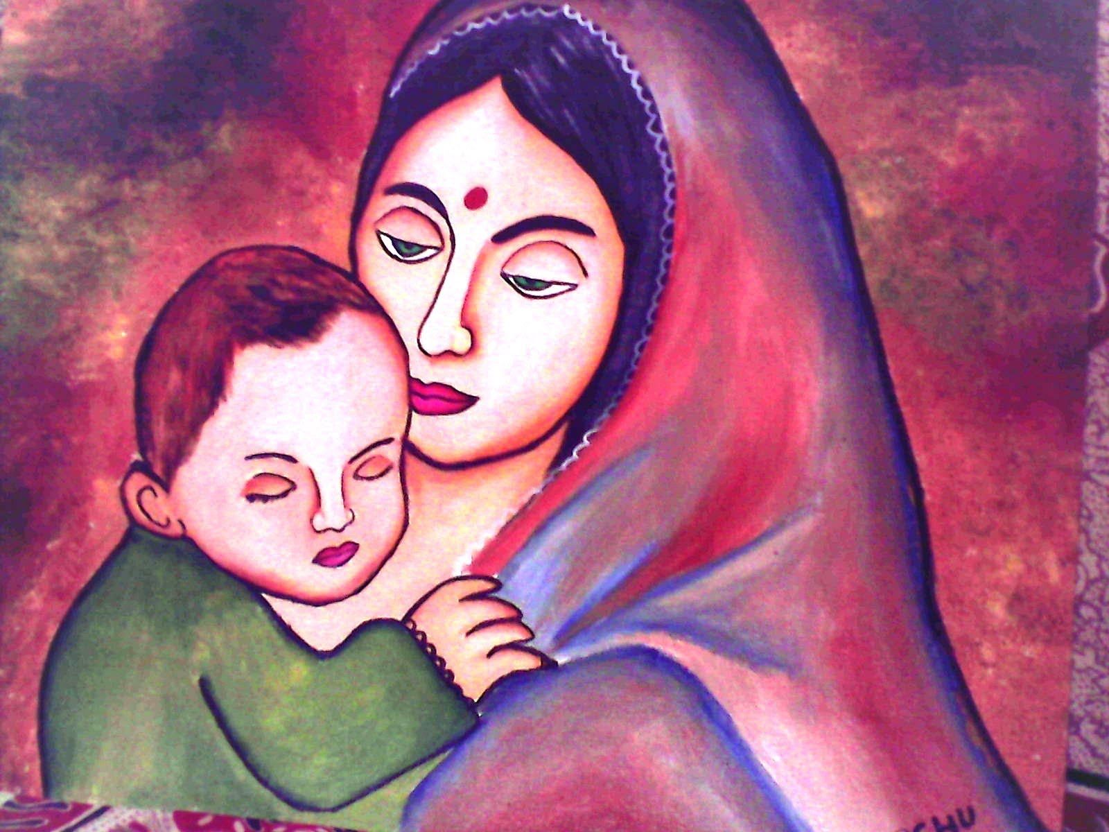 Painting mother and child wallpapers