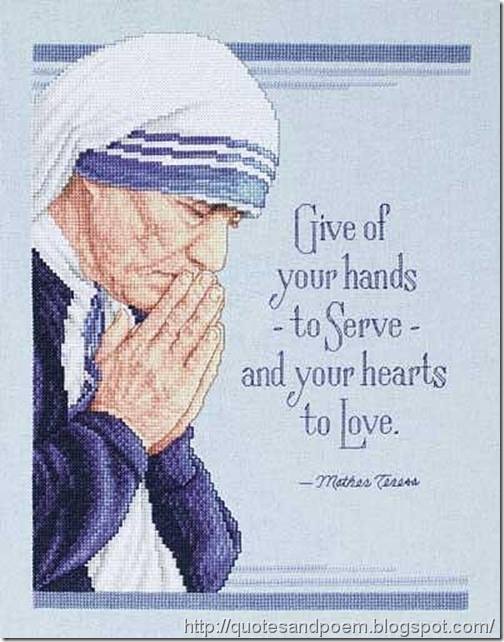Wallpaper with quote on serving by mother teresa