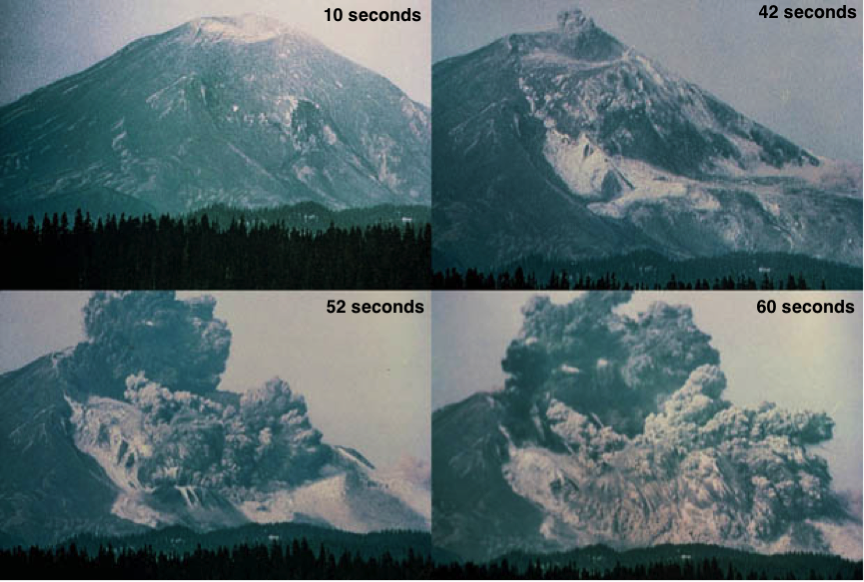Sequence of mount st helens photos of the colossal landslide and e us geological survey