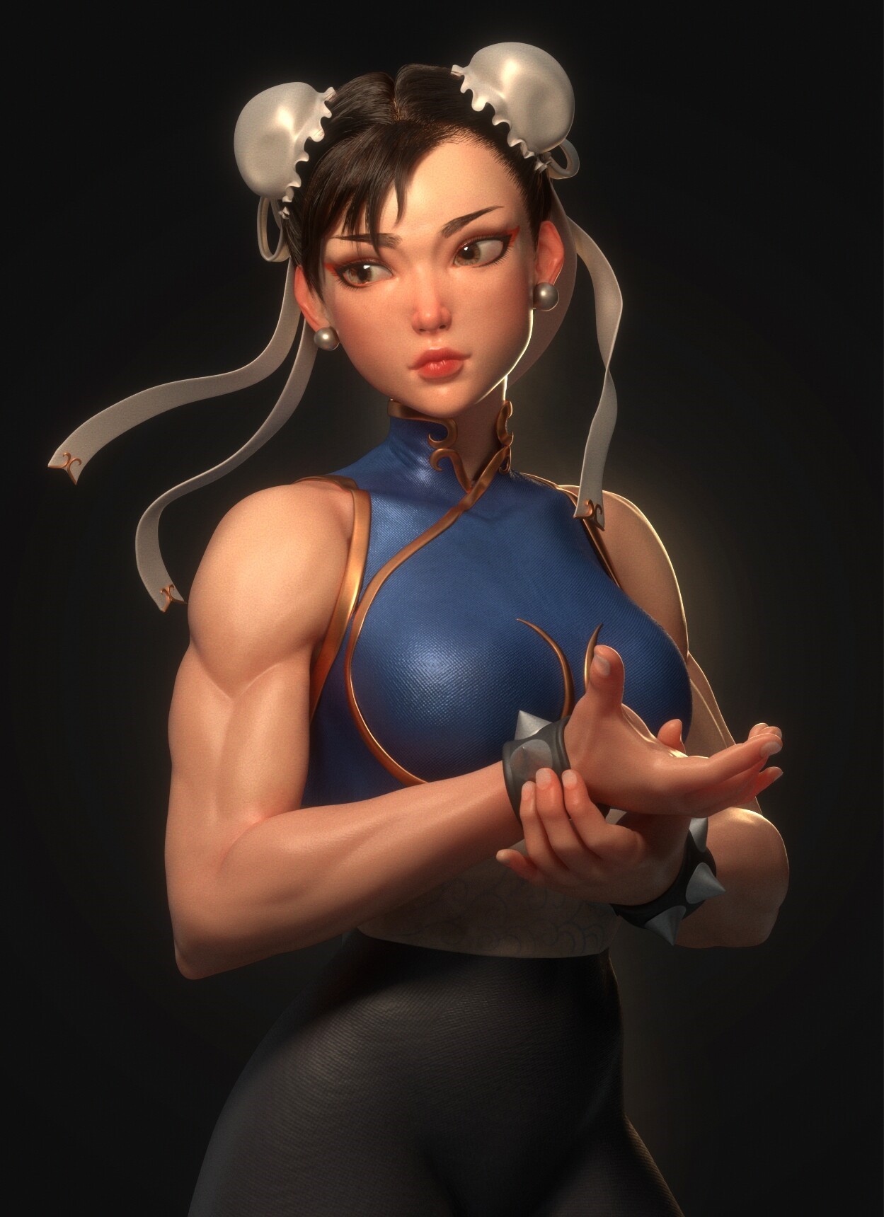 Video game girls video games standing digital art muscular video game warriors chun li women muscles street fighter video game art