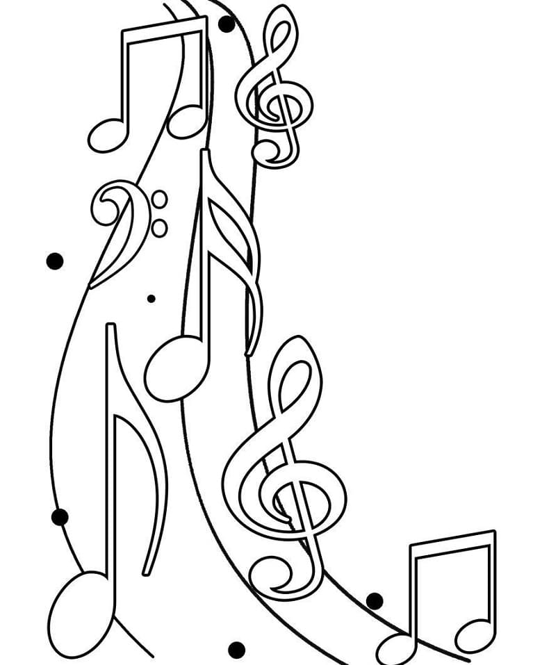 Music notes for free coloring page