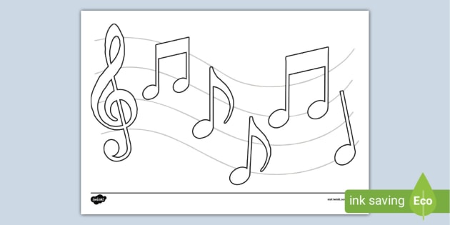 Pce of paper with musical notes colouring sheet