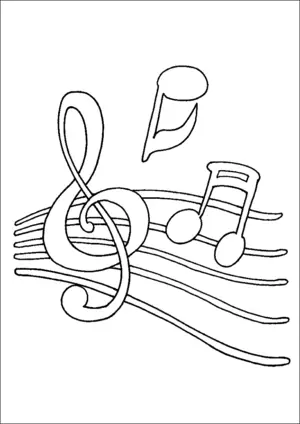 Musical notes on staff coloring page