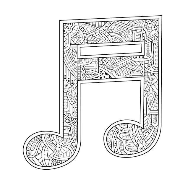 Premium vector hand drawn of musical notes in zentangle style
