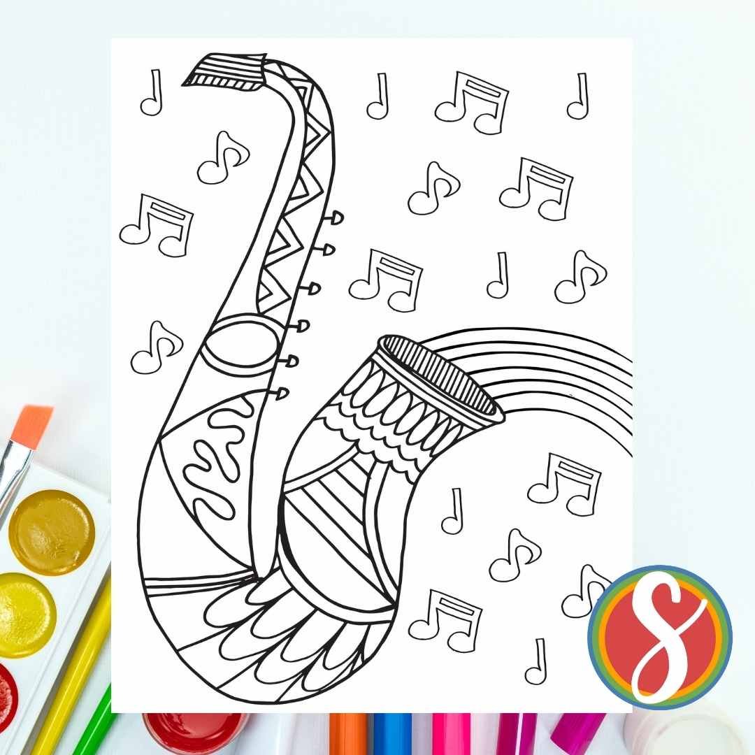 Free music coloring pages â stevie doodles