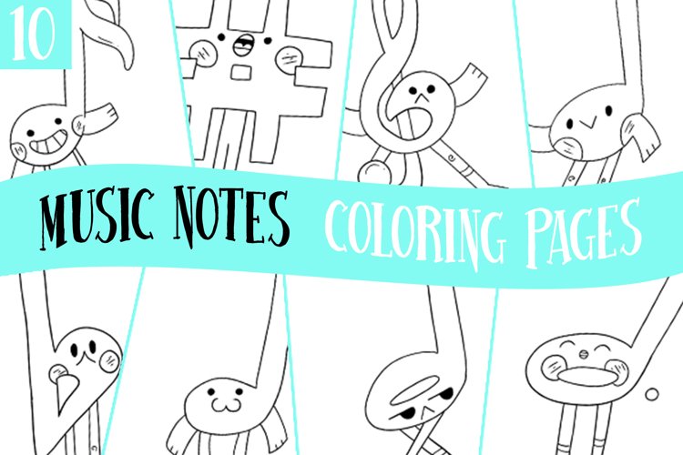 Music notes coloring pages for kids png