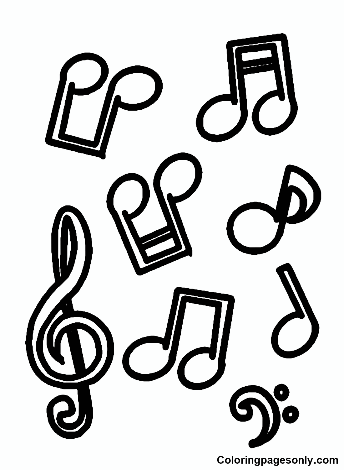 Music notes coloring pages printable for free download