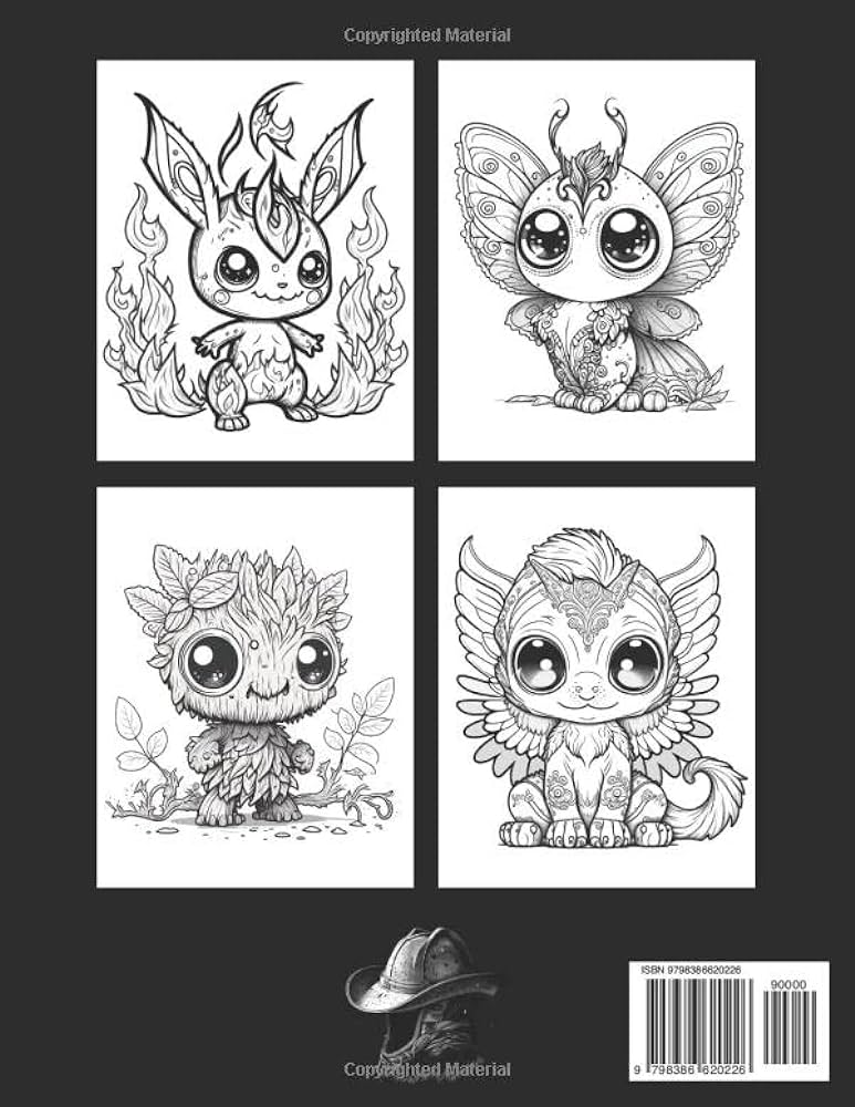 Adorable fantasy creatures coloring book an adult and teens coloring book with cute dragons unicorns and mythical animals coloring pages for relaxation and stress relief cowboy a space books