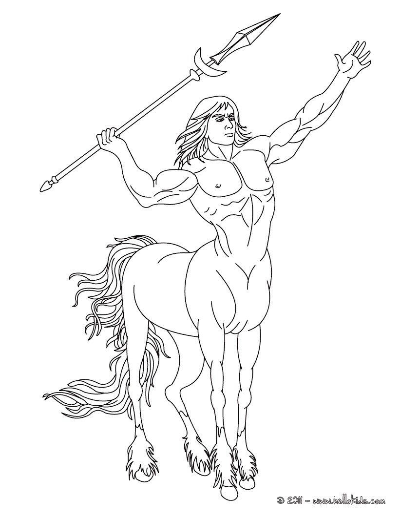 Centaur the half man and half horse creature coloring pages