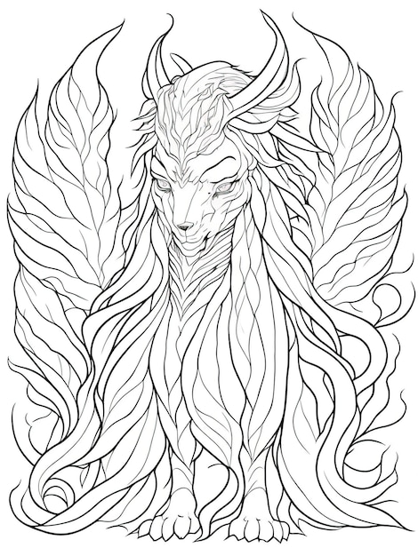 Premium vector journey into myth and legend mythical creatures coloring adventure