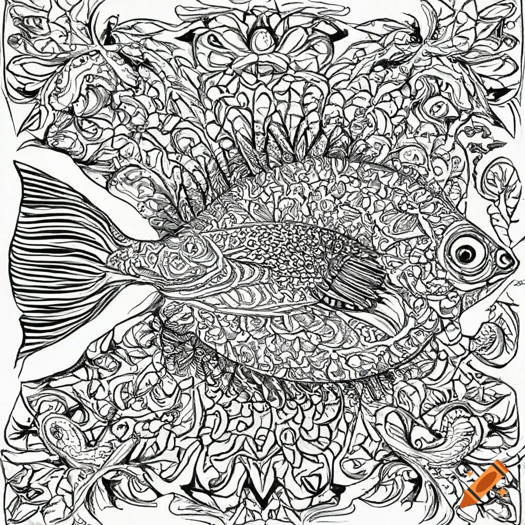 Coloring book page of a napoleon fish clean simple lineart mandala style on
