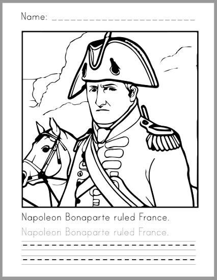 Napoleon bonaparte coloring page student handouts