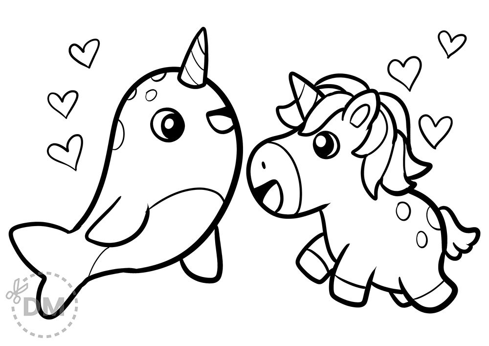 Narwhal and unicorn friends coloring page coloring pages unicorn coloring pages cool coloring pages