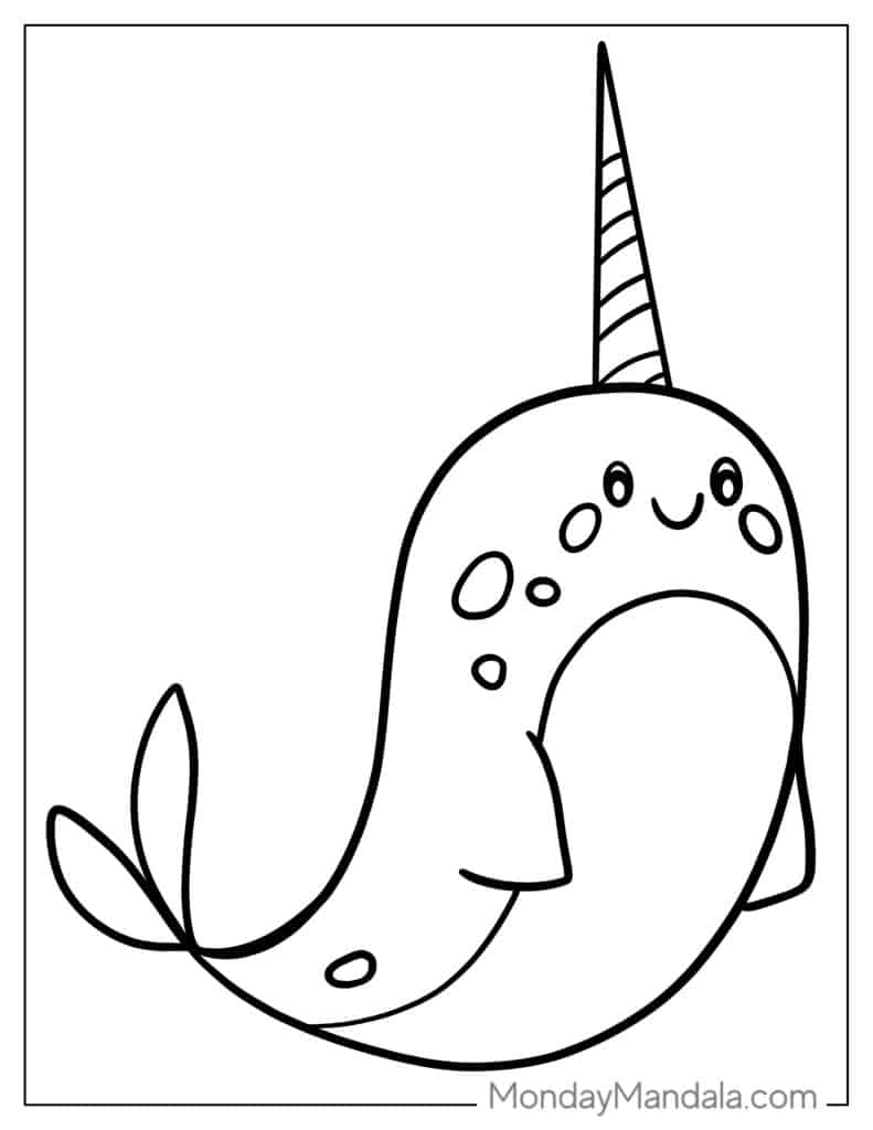 Narwhal coloring pages free pdf printables