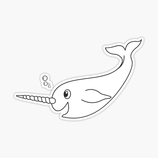 Narwhal cartoon outline artwork diy fabric marker coloring project sticker for sale by fuzzyhoney