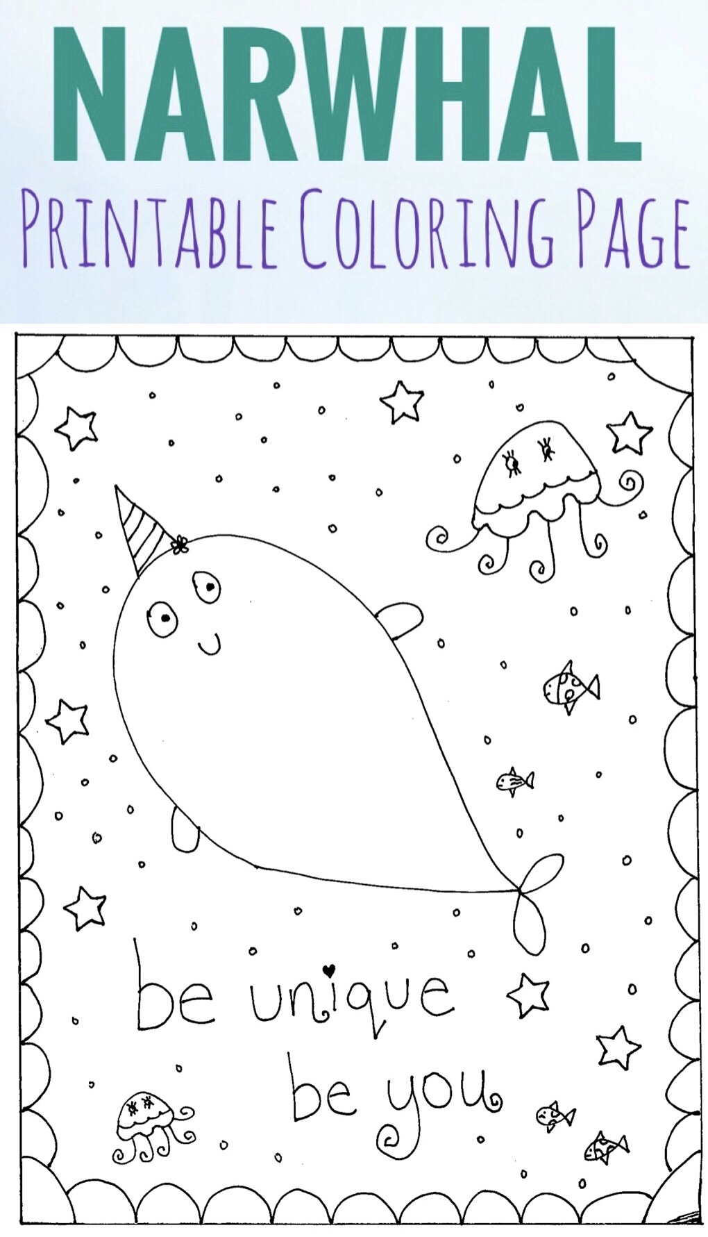 Just narwhal book review and printable coloring page