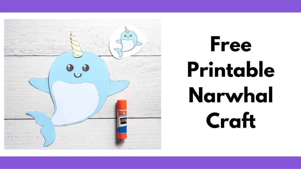 Free printable cut paste narwhal craft