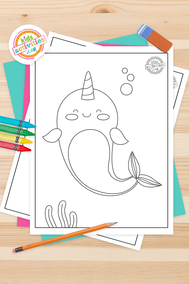 Free printable narwhal coloring pages kids activities blog