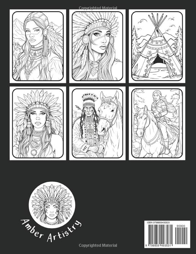 Native american coloring book for adults intricate coloring pages beautiful and charming native indian women feather headdress great for stress indigenous american culture heritage artistry amber books