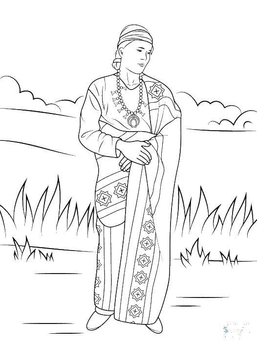 Online coloring pages coloring page indian woman the indians download print coloring page