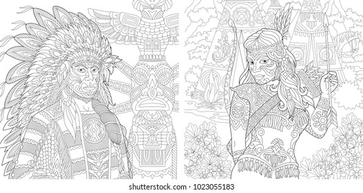 Native american color pages images stock photos d objects vectors