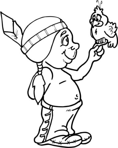 Baby navajo holding a bird coloring page free printable coloring pages