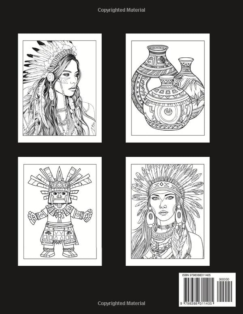 Native american people culture coloring book unique designs of native american portraits landscape scenes and symbols to color vida zeya books