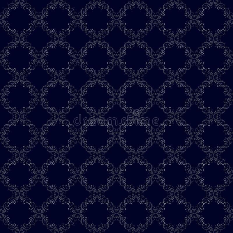 Navy blue wallpaper vector background with silver ad gray luxurious wallpaper luxury geometric seamless vector pattern in stock illustration