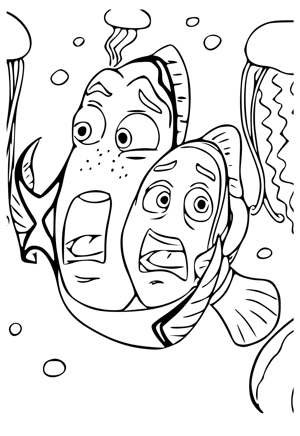 Free printable finding nemo danger coloring page for adults and kids