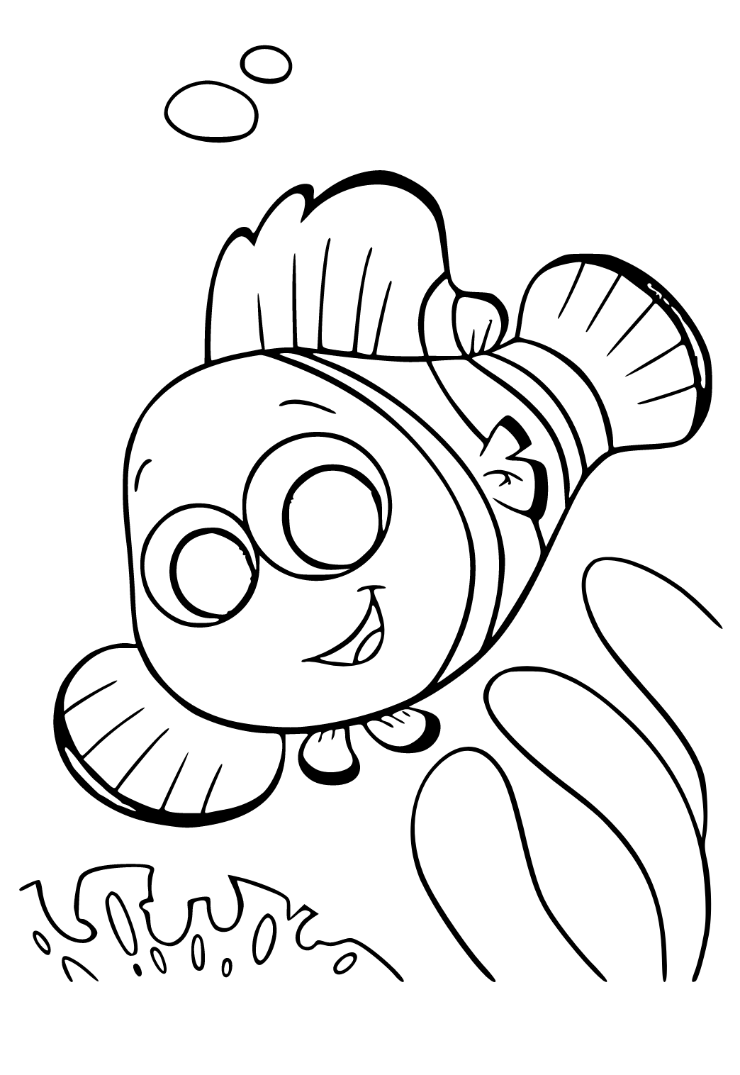 Free printable nemo easy coloring page for adults and kids