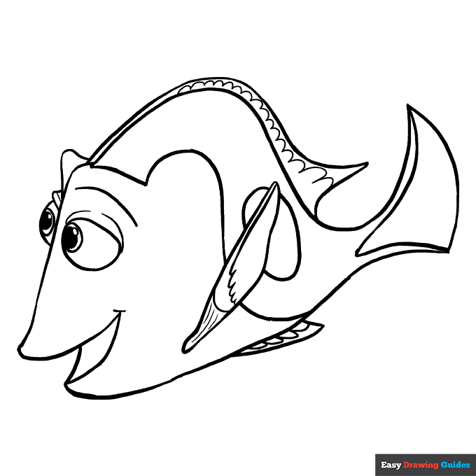Dory coloring page easy drawing guides
